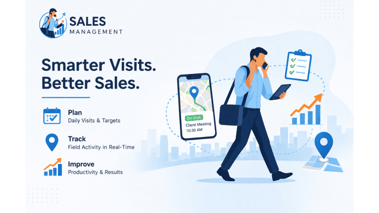 Field salesperson planning visits, tracking activity, and reviewing sales results